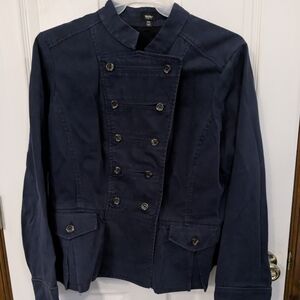 Navy Canvas Military Style Jacket